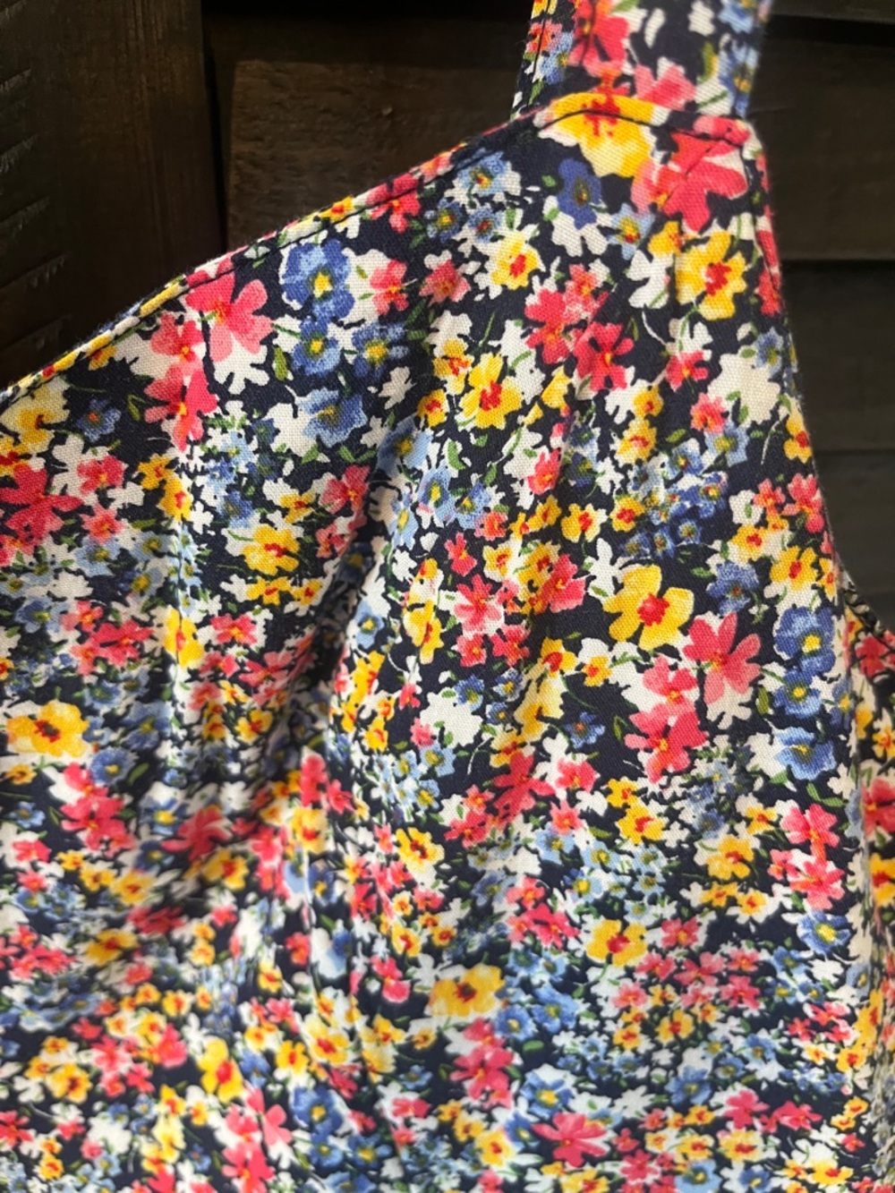 Old Navy Navy Floral Dress with Yellow and Pink Blue floral Accents - Picture 3 of 5